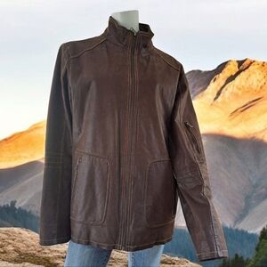 Nevada leather men's coat brow leather coat